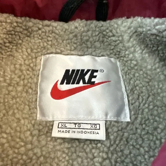 Vintage Nike Jacket Mens XL Red Y2K Spellout Logo Windbreaker Sherpa lined